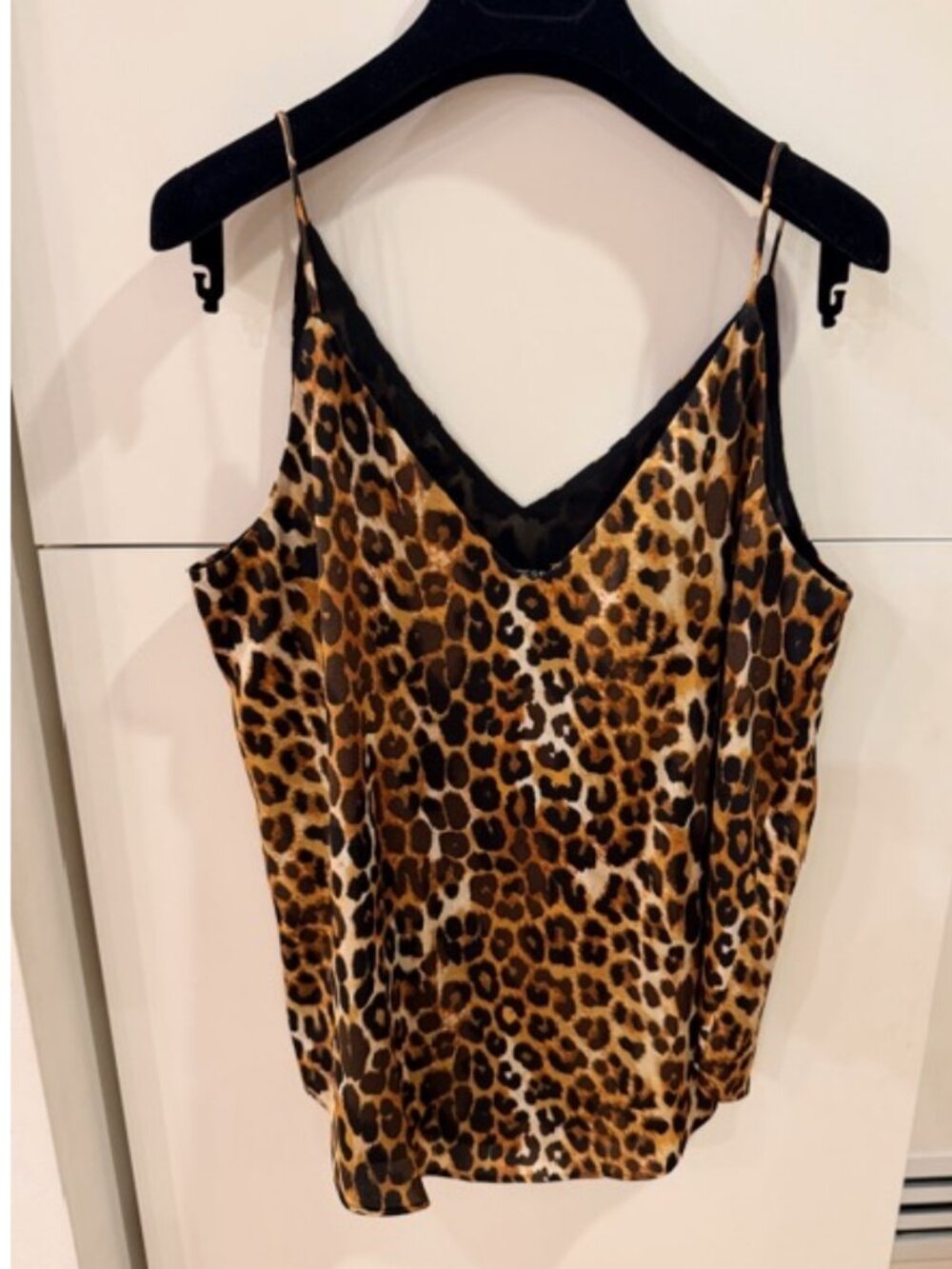 Express Leopard Print V-Neck Satin Camisole Tank Top Size M
